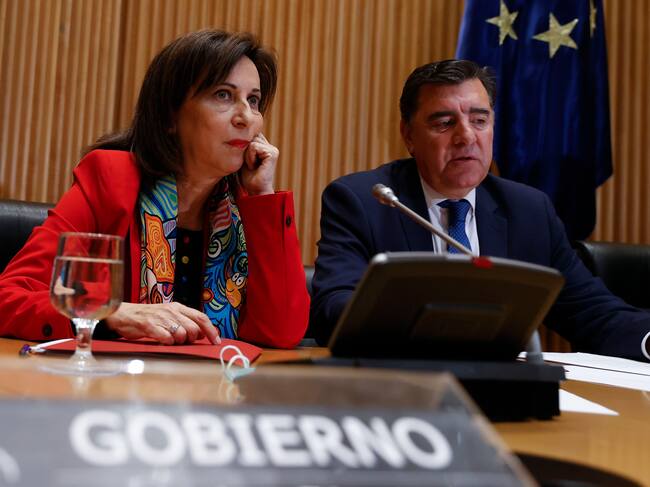 La ministra de Defensa, Margarita Robles, durante su comparecencia.