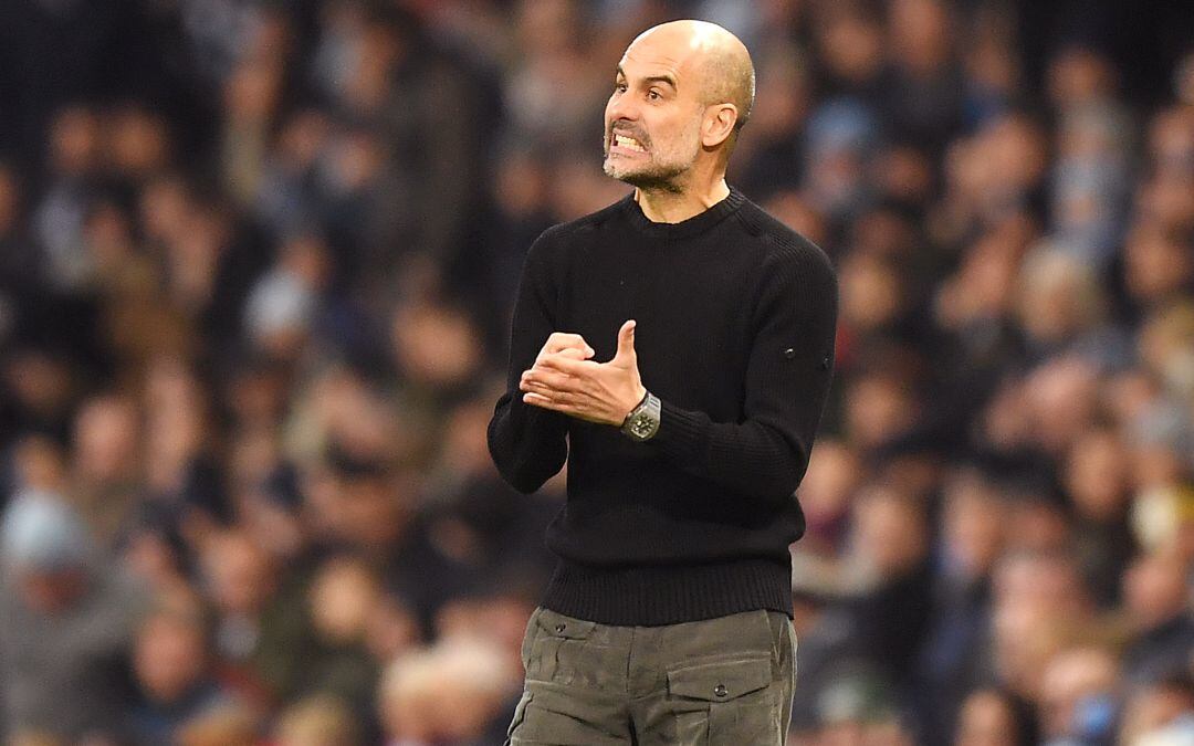 Pep Guardiola, en el partido entre el City y el Sheffield United.