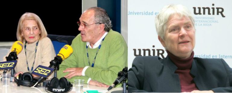 Montaje de fotografías con los actores Carlos Olalla y Cristina Maristany y la pedagoga Inger Enkvist.