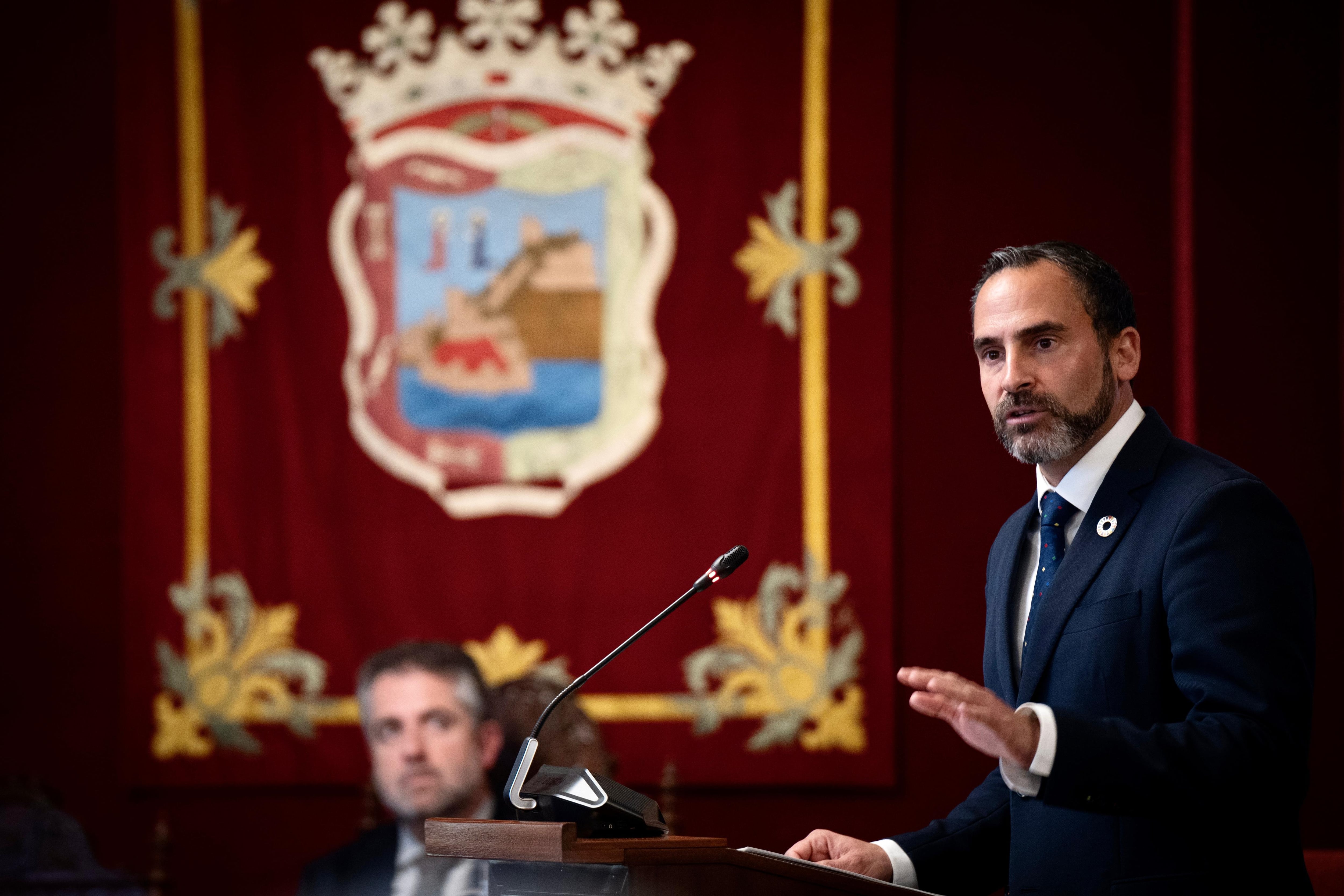 El portavoz del PSOE, Daniel Pérez, durante el Debate del Estado de la Ciudad (Ayuntamiento de Málaga).