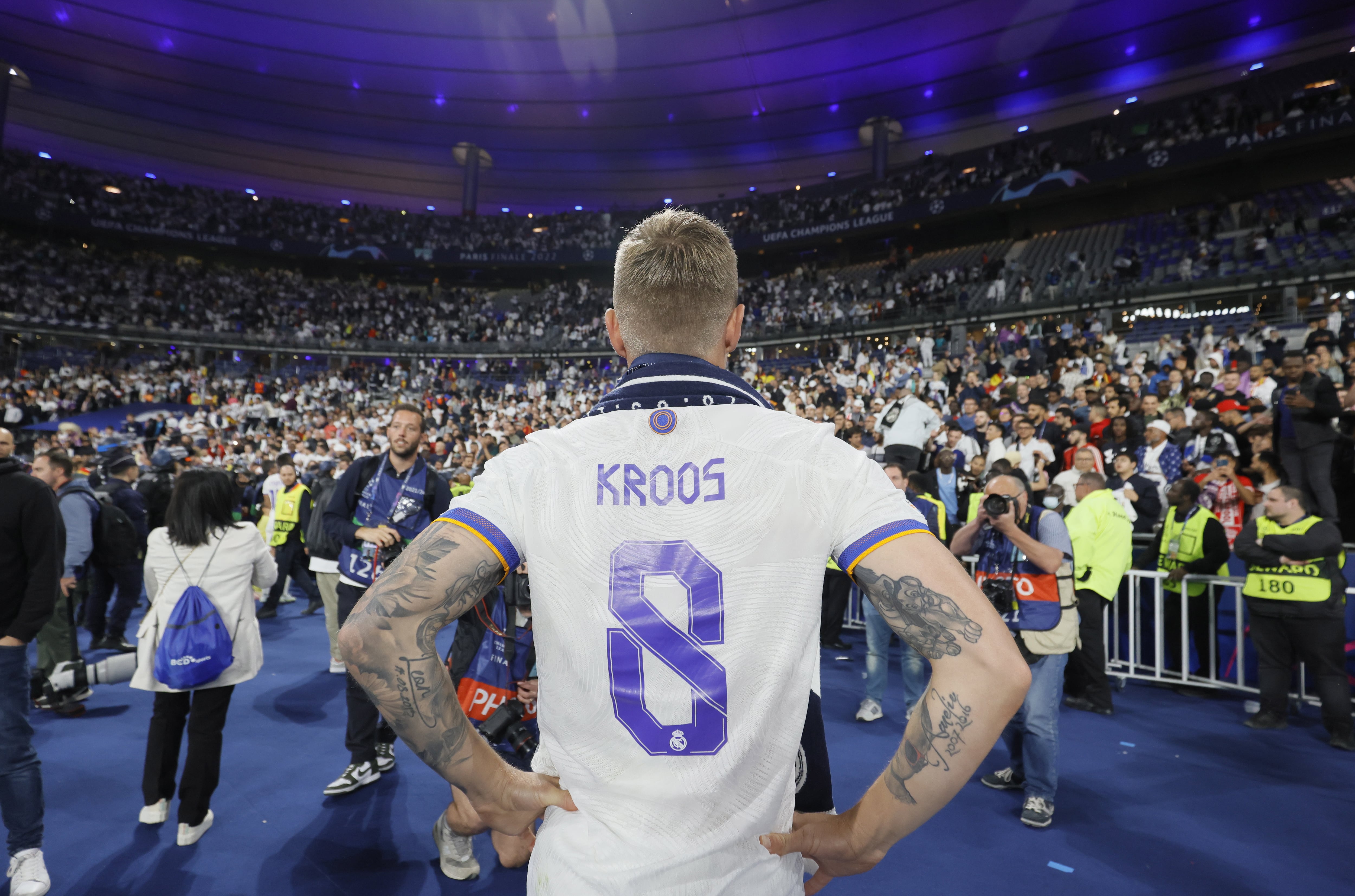 Toni Kroos, durante la celebración de la decimocuarta Champions League