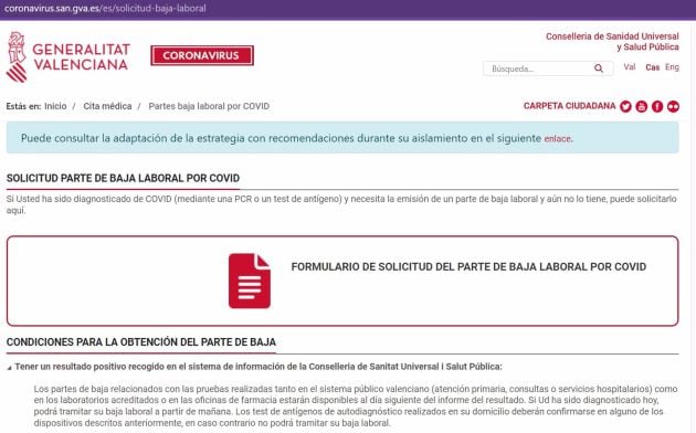 Sanidad habilita un enlace para tramitar las bajas y las altas laborales