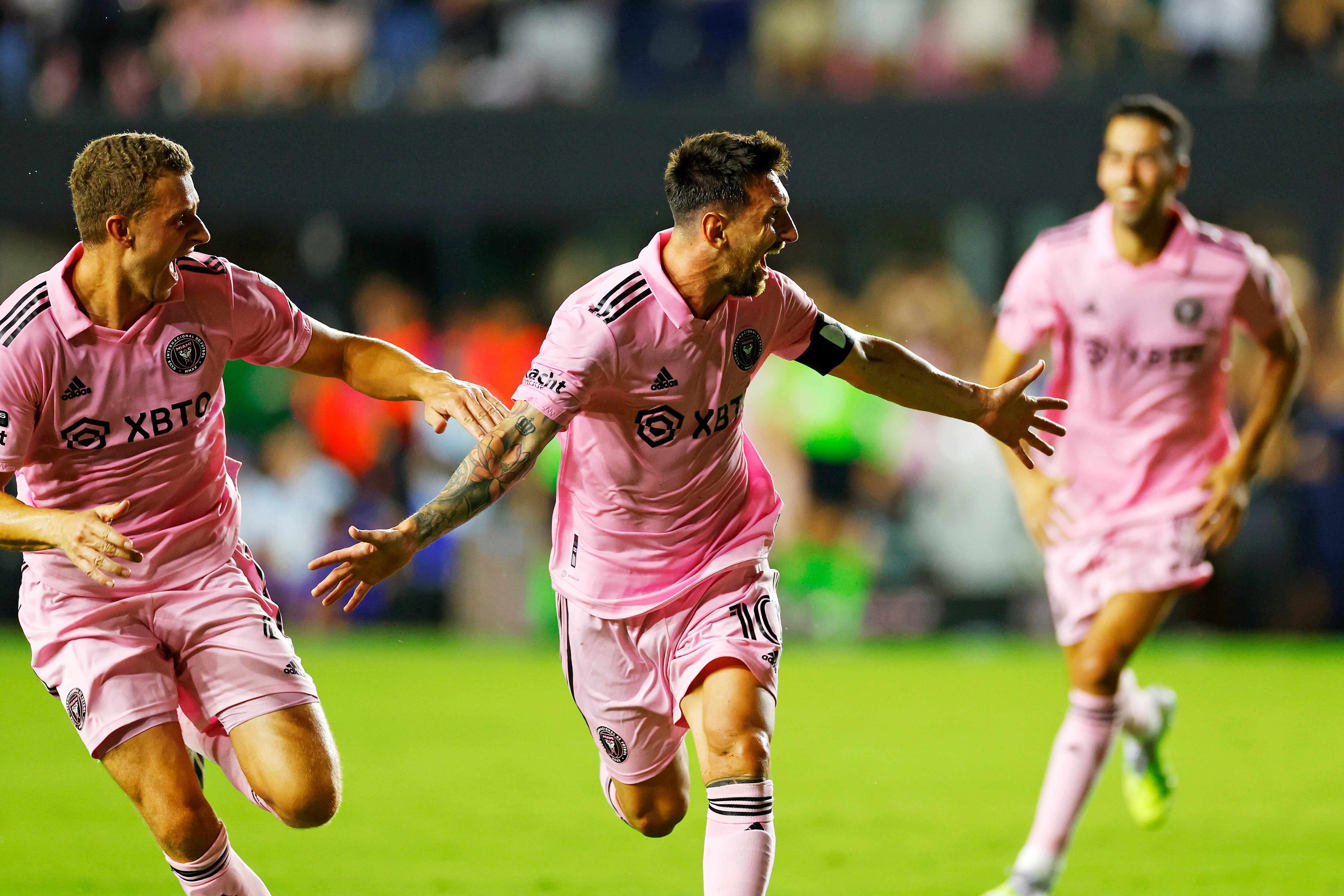 Leo Messi celebra su gol con el Inter Miami ante Cruz Azul. (Photo by Stacy Revere/Getty Images)