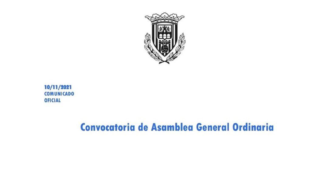 La convocatoria de la Arandina para su Asamblea de socios.