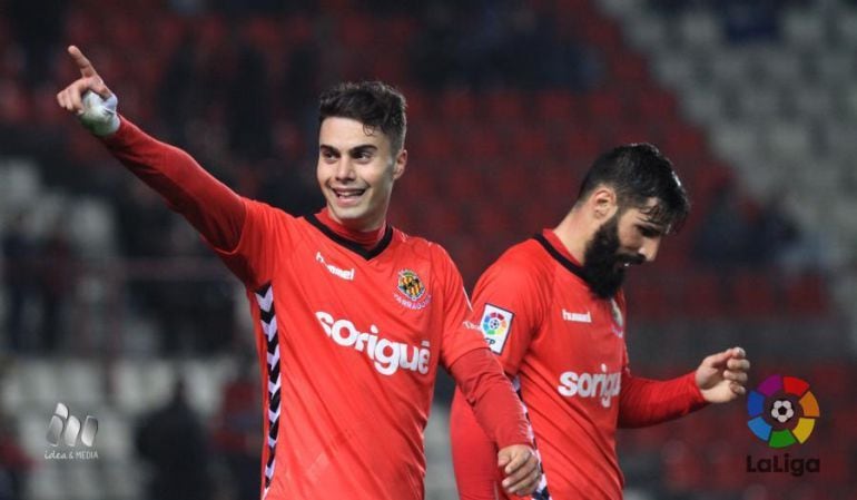 Naranjo celebra el gol contra el Saragossa de la primera volta.