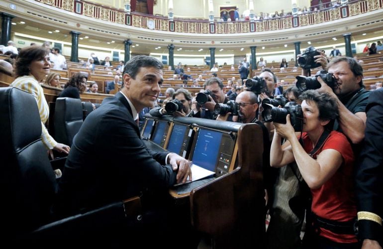 El presidente del gobierno Pedro Sánchez, en la sesión de control en el Congreso de los Diputados.