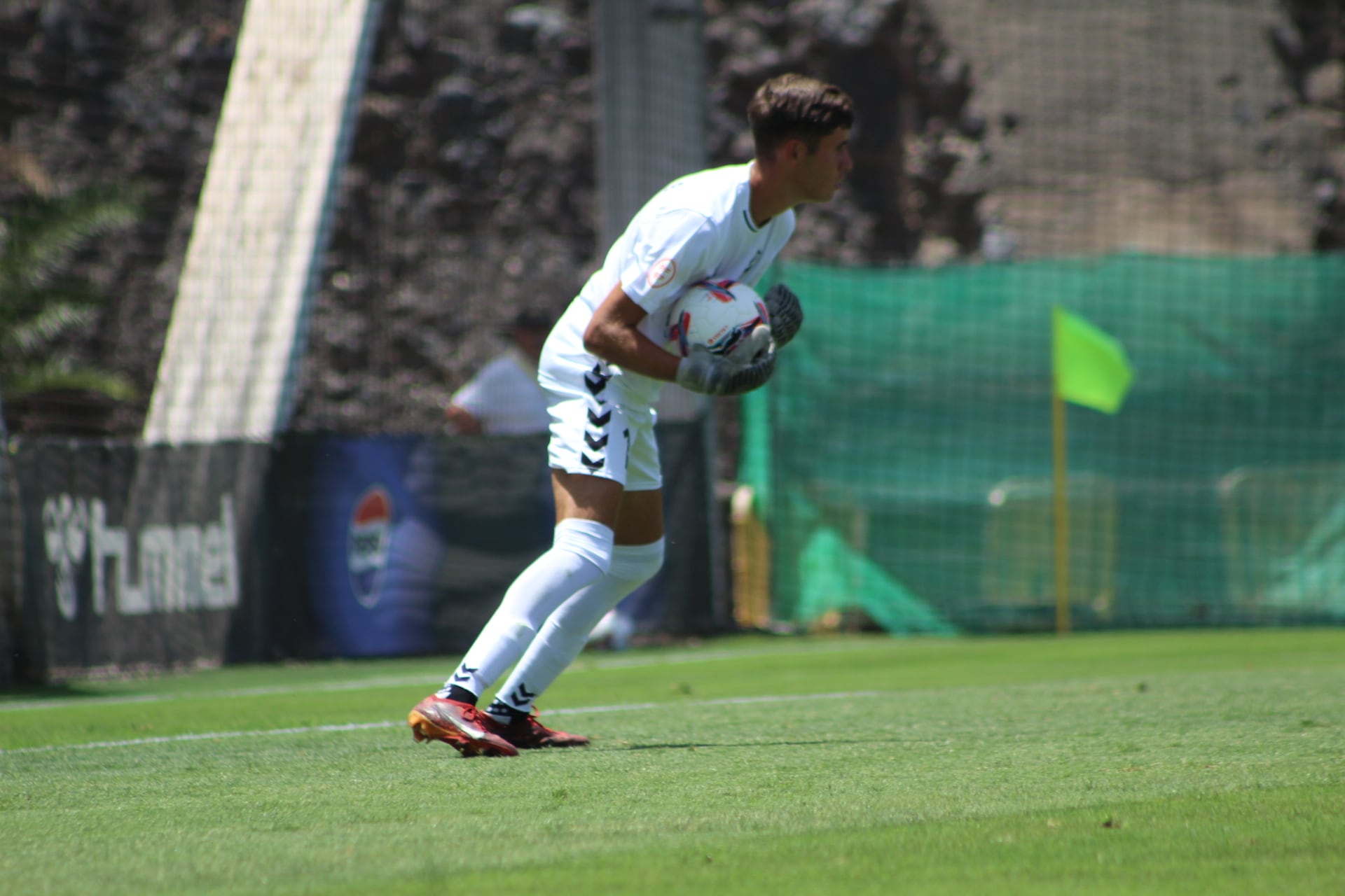 El portero Gregorio Betancort en un partido del Unión Sur Yaiza.