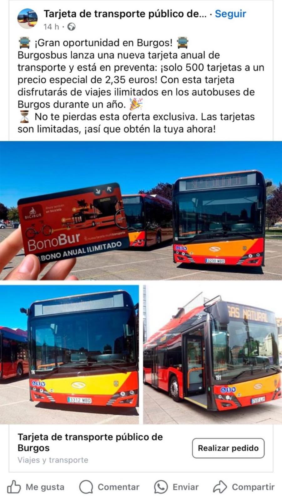 Detectada una estafa digital con las tarjetas del autobús urbano de Burgos