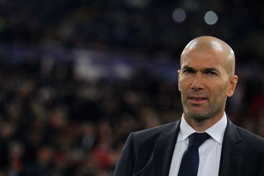 Zinedine Zidane, en el encuentro entre la Roma y el Real Madrid.