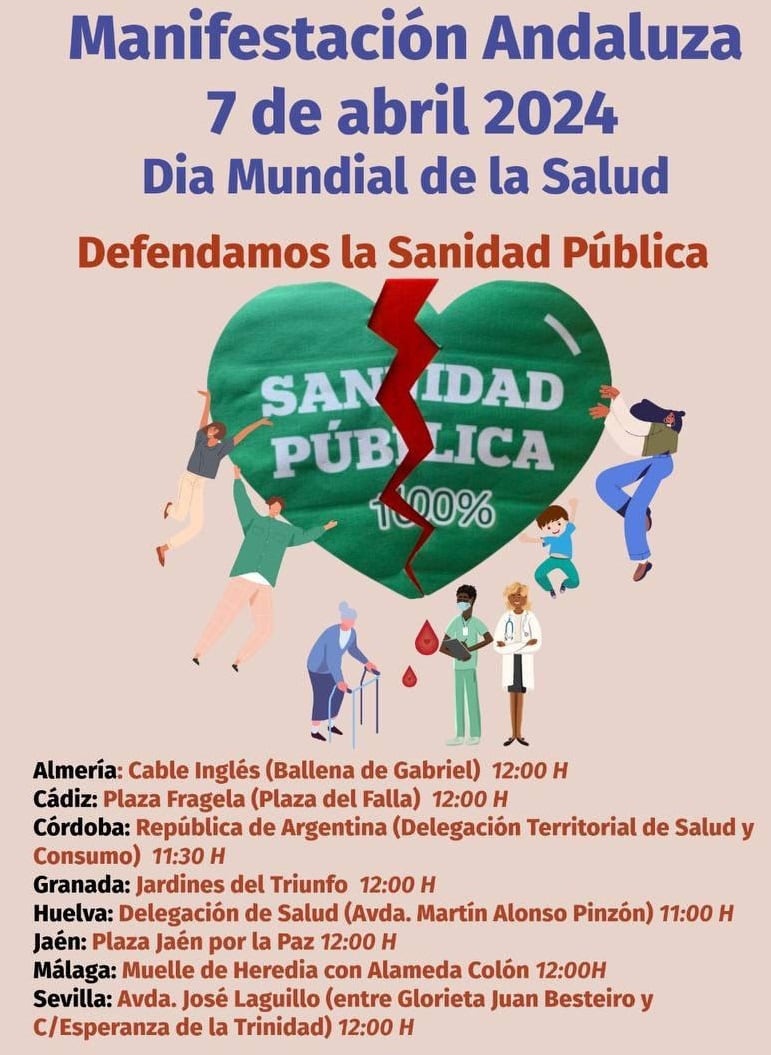 Convocatoria de las manifestaciones de Marea Blanca el domingo.