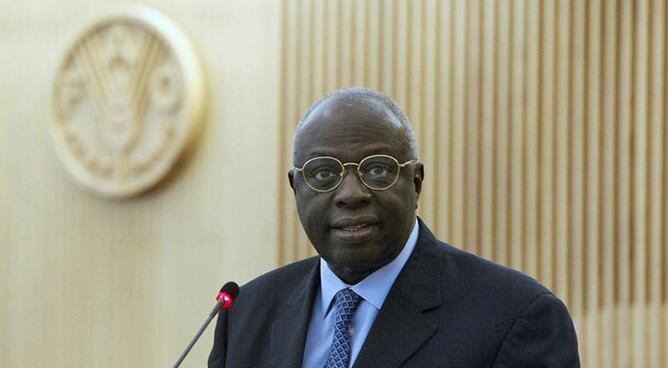 El director general de la FAO, Jacques Diouf, da un discurso durante la reunión de urgencia celebrada en Roma (Italia) este lunes por la FAO para abordar la emergencia alimentaria causada por la sequía en el Cuerno de África, sobre todo en dos regiones de