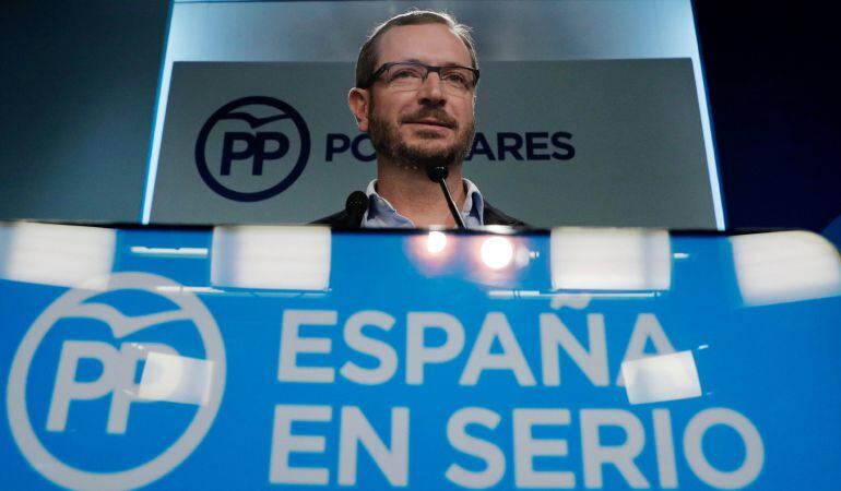 Javier Maroto, durante una rueda de prensa en la sede nacional del PP en Madrid.