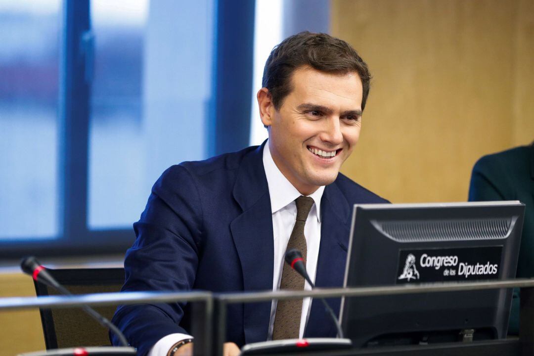 El presidente de Ciudadanos Albert Rivera, durante la reunión del Grupo Parlamentario de Ciudadanos en el Congreso de los Diputados