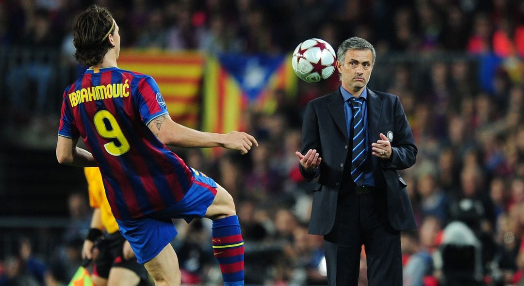 José Mourinho, en un partido de Champions entre el Inter y el FC Barcelona.