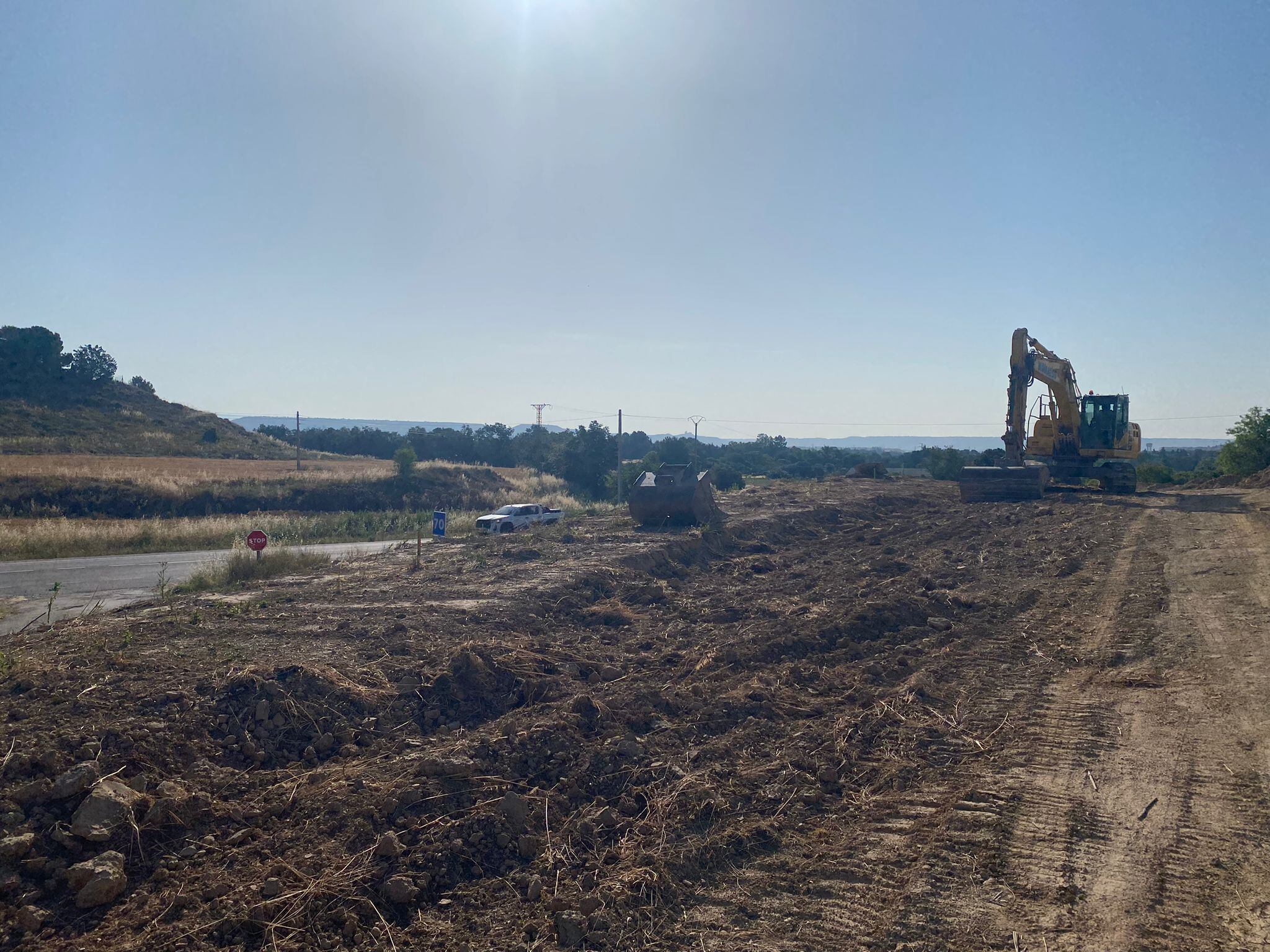 Obras de construcción de la nueva rotonda en la A-132