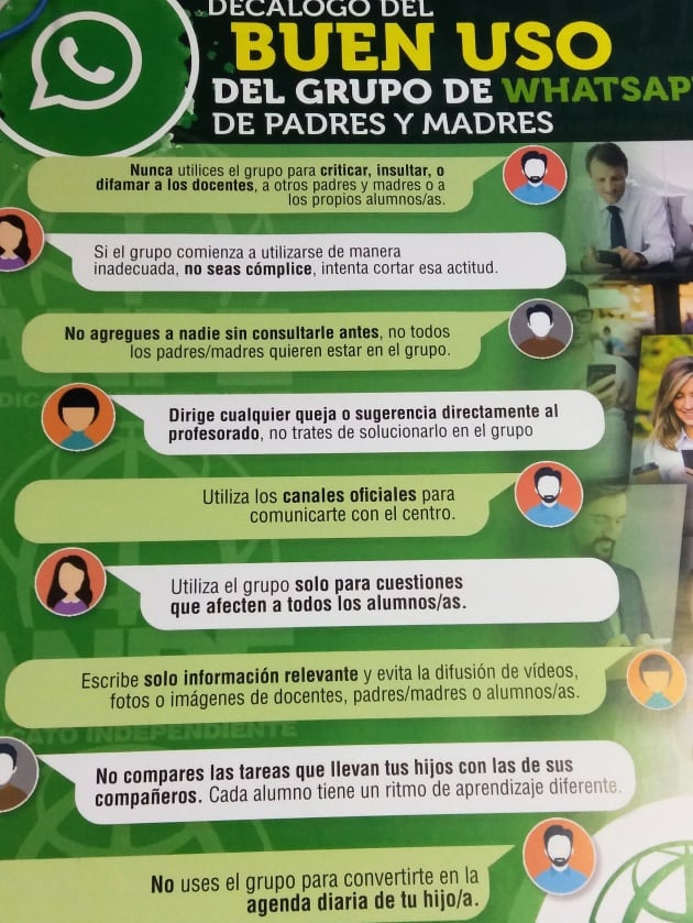 Cartel de la campaña del sindicato de profesores ANPE sobre el buen uso de los grupos de WhatsApp de padres y madres de alumnos