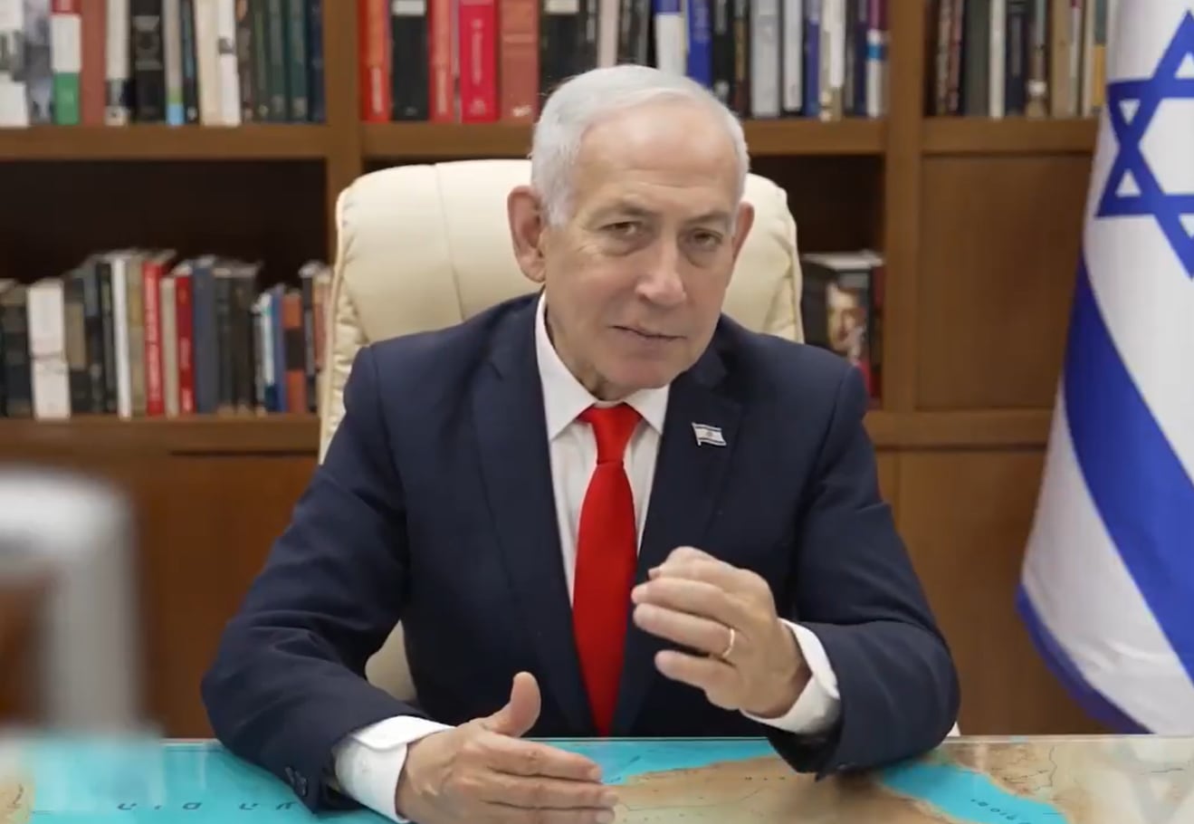 Benjamin Netanyahu durante un discurso publicado en sus redes sociales