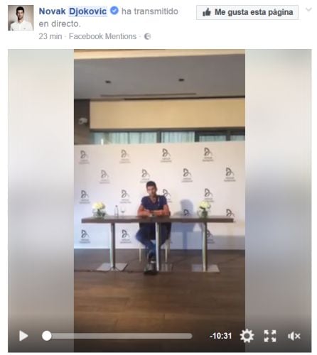 Djokovic anunciando su decisión de no jugar ningún torneo más en 2017