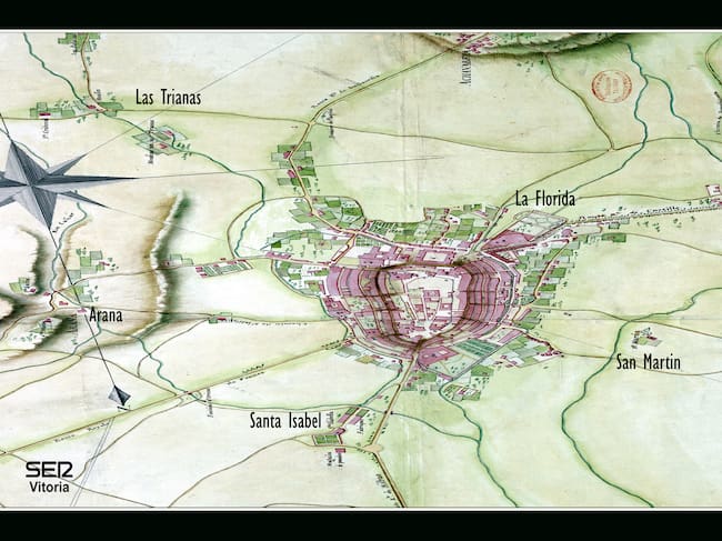 Perspectiva falsa de parte del plano de Vitoria de 1811