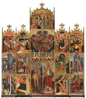 Retaule de S. Pere i S. Miquel després del procés de recomposició de l'obra de J. Cirera i J. Despuig.