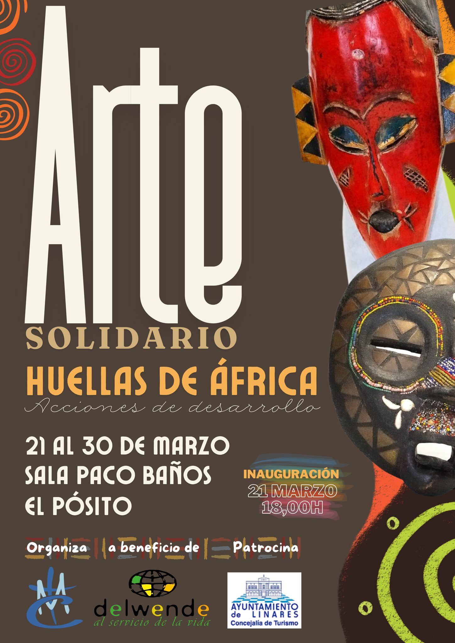 Cartel de la exposición de arte solidario "Huellas de África"