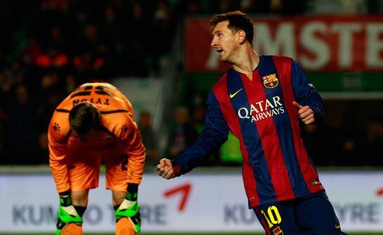Messi celebra un gol ante el Elche.