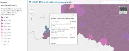 Situación epidemiológica de Rozas de Puerto Real a 26 de enero de 2021