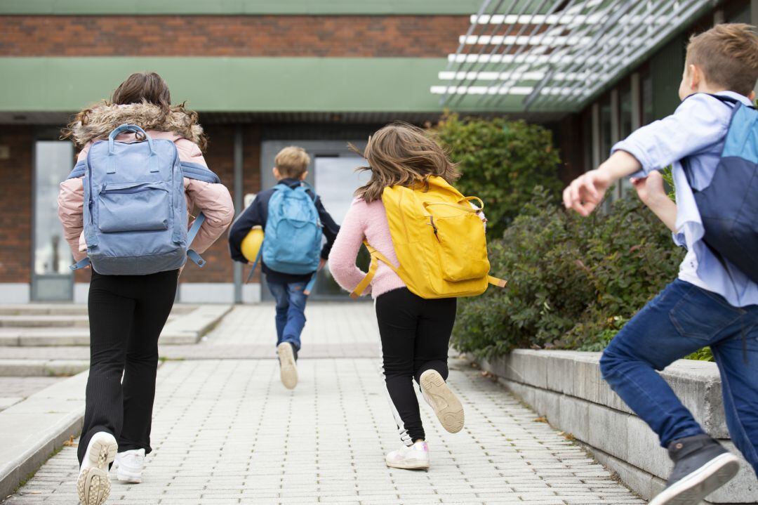 Un grupo de niños acude al colegio