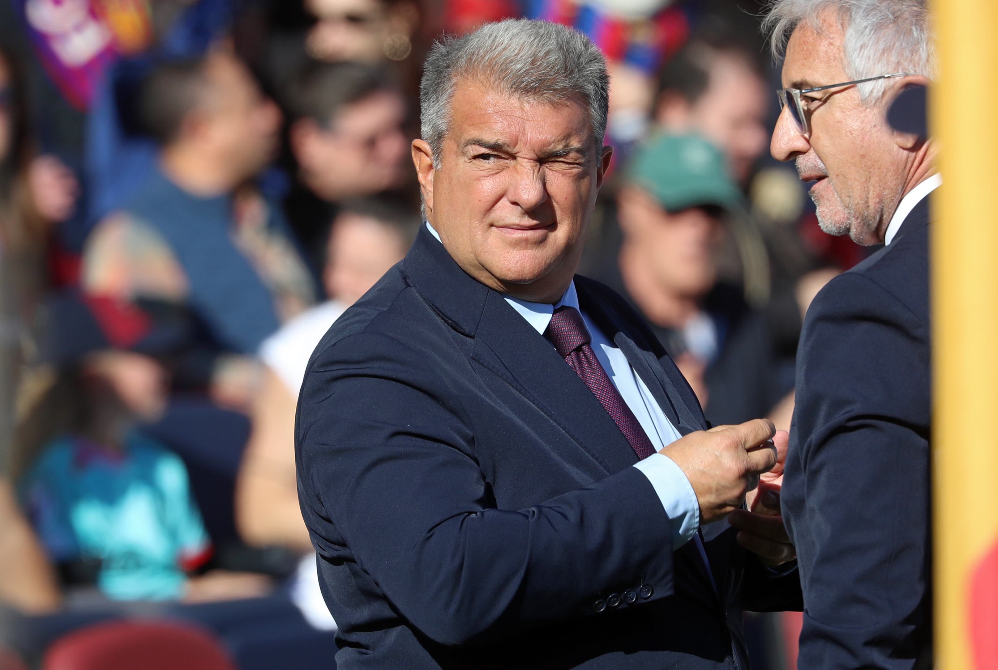 Joan Laporta, durante un partido del FC Barcelona