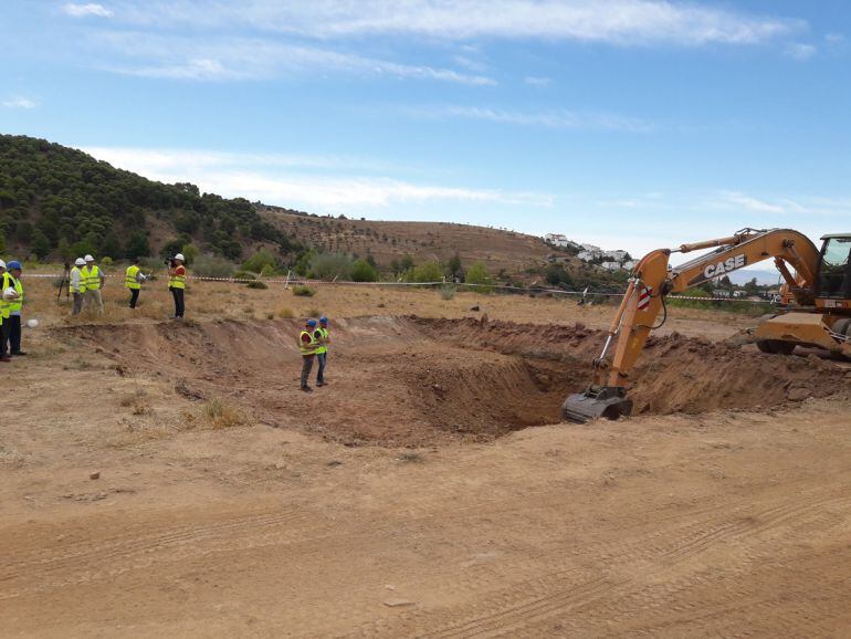 Excavaciones en la supuesta fosa de García Lorca en Alfacar (Granada)