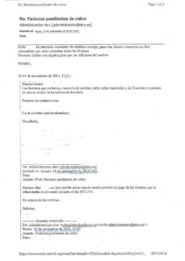 Primera página del correo.