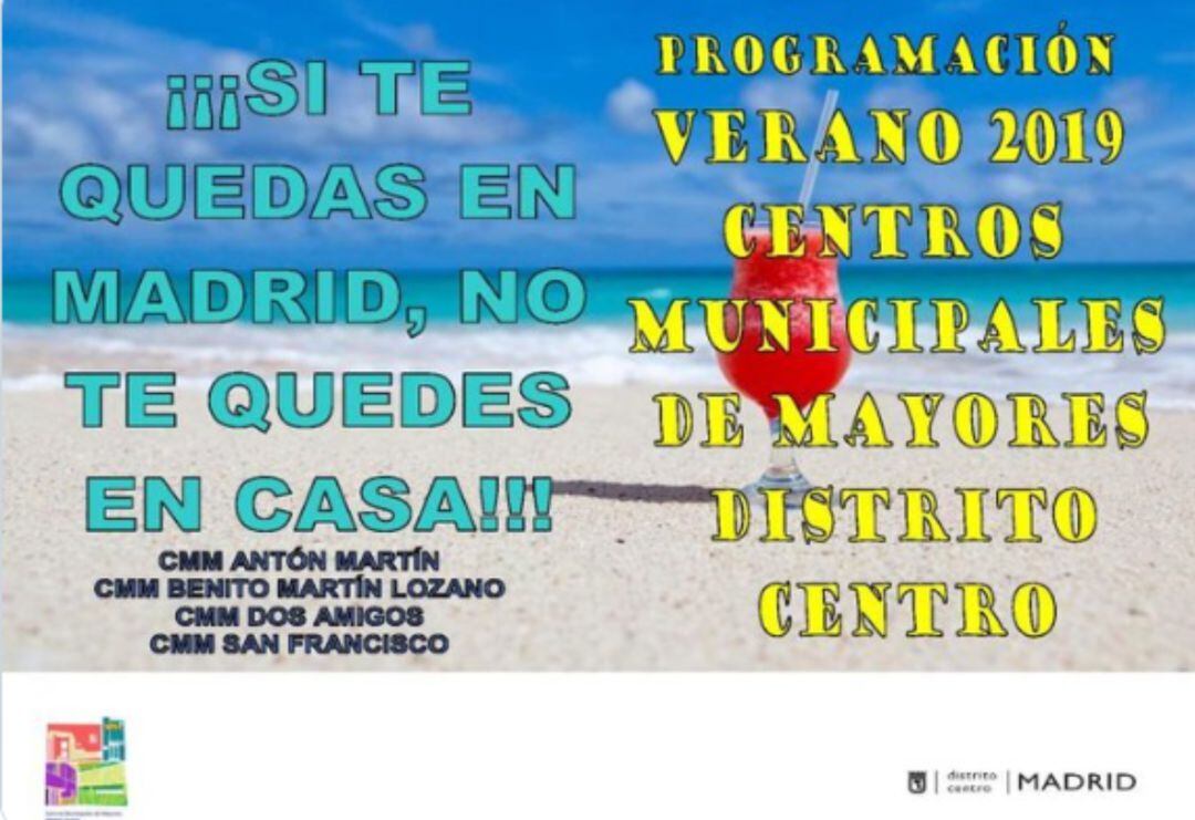 Carteles del Ayuntamiento de Madrid para publicitar la programación de verano en el distrito Centro. 