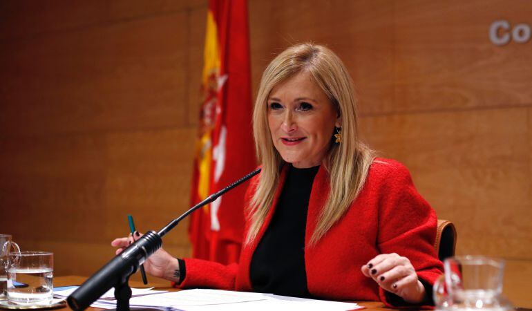 Cristina Cifuentes, en una rueda de prensa posterior al Consejo de Gobierno de la Comunidad de Madrid.