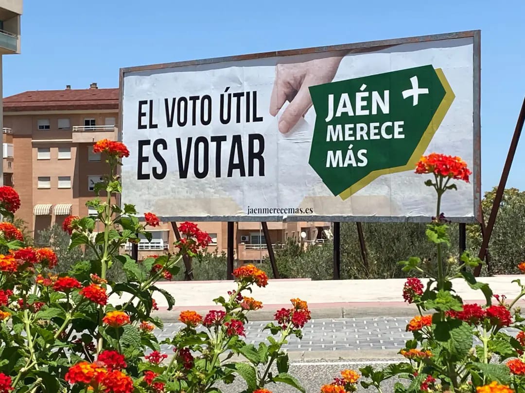 Cartel electoral de Jaén Merece Más para las elecciones generales del 23-J