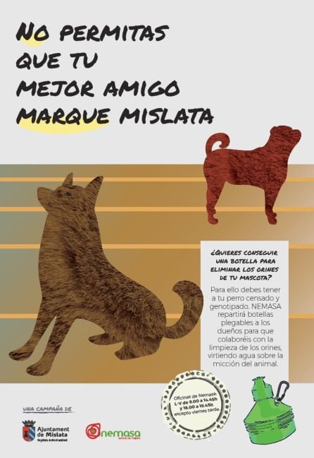 Tríptico informativo de la campaña contra la los orines de perro en las calles de Mislata