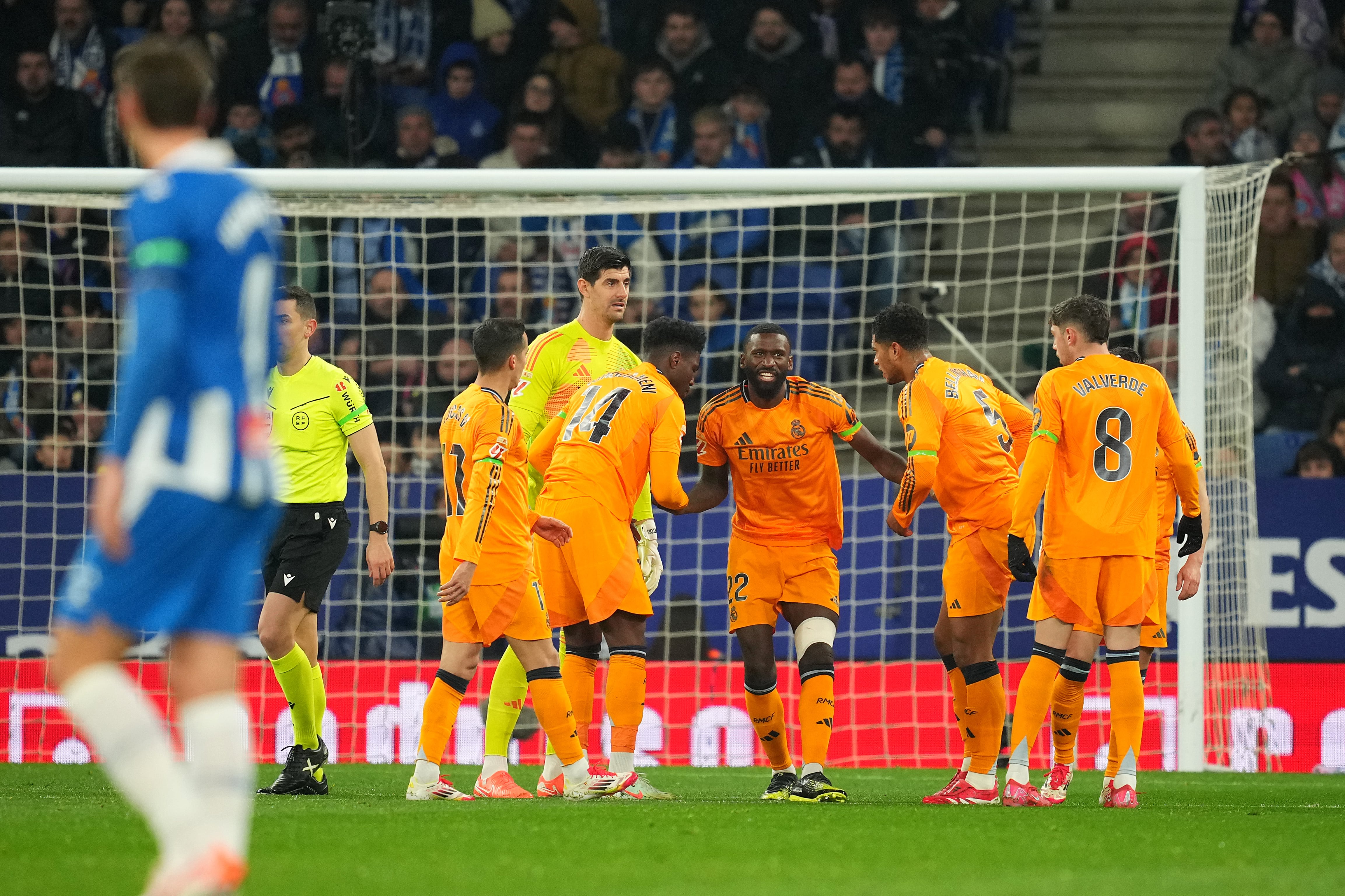 Antonio Rüdiger, lesionado en el RCD Espanyol-Real Madrid de Liga