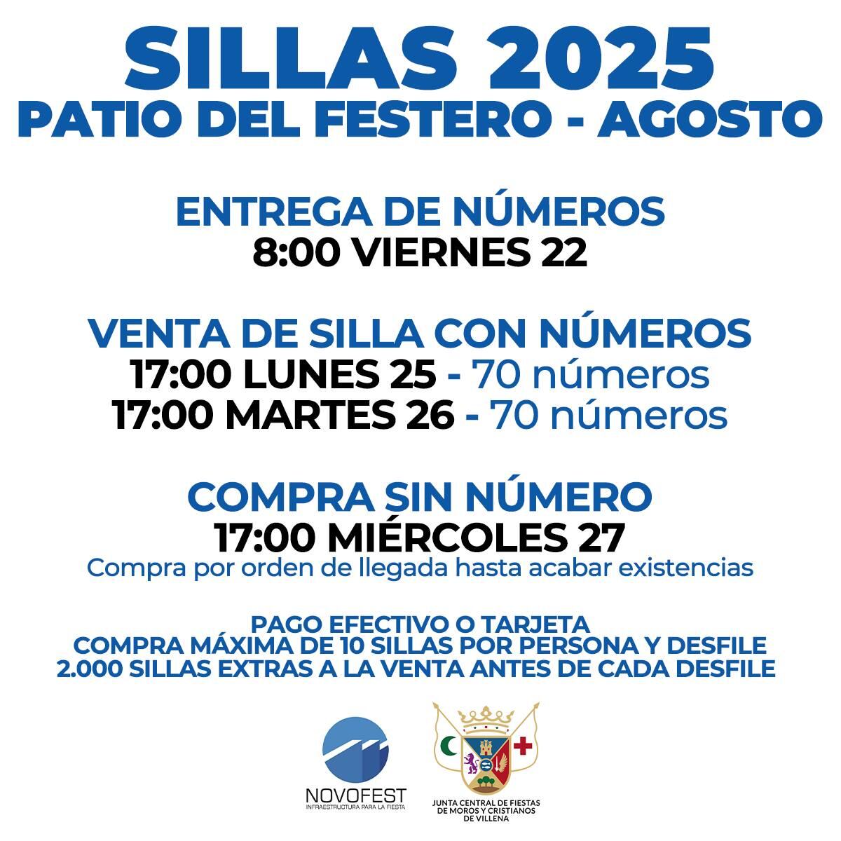 Cartel de la venta de sillas