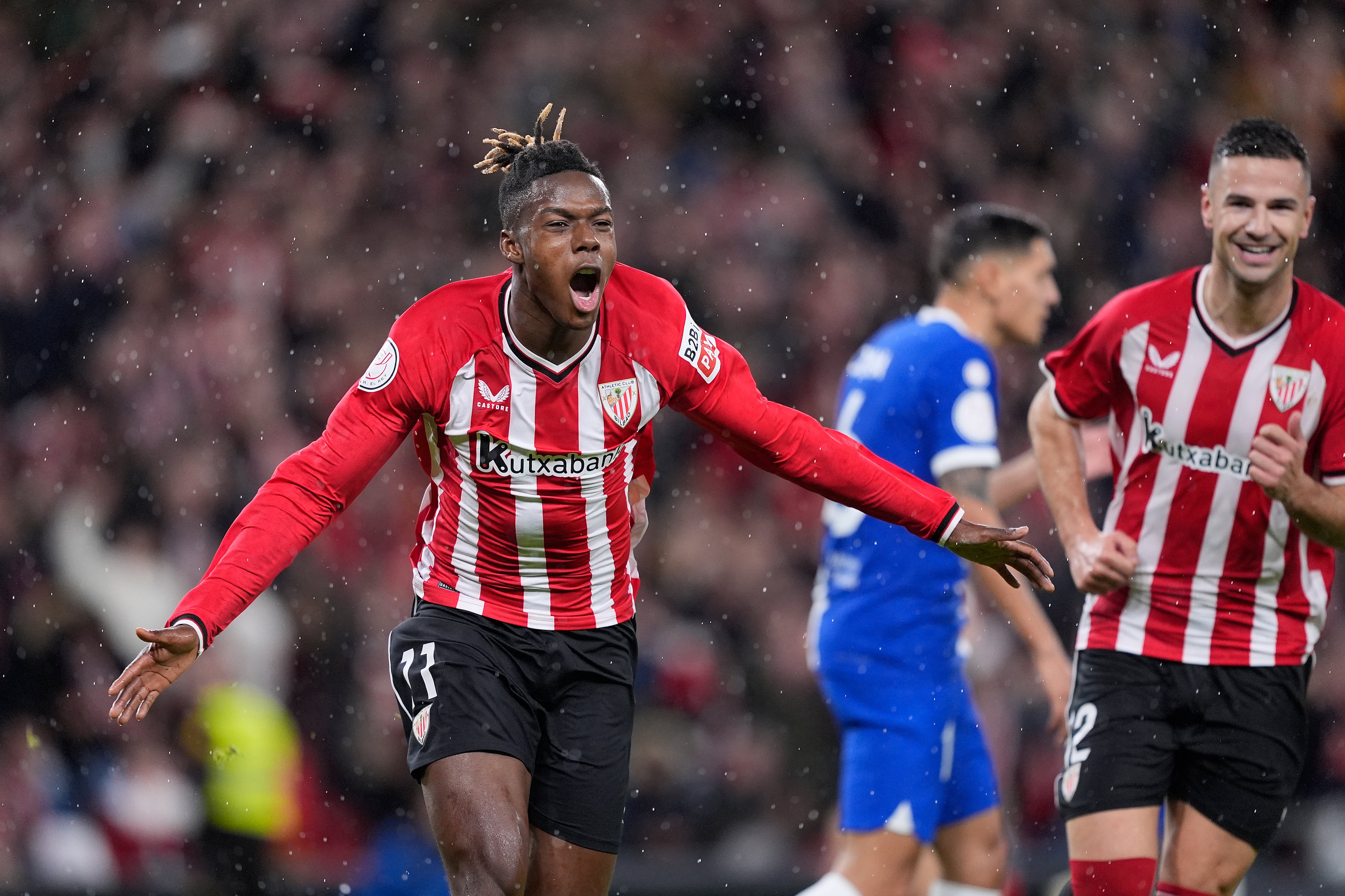 Nico Williams celebra su gol en las semifinales de Copa del Rey contra el Atlético de Madrid