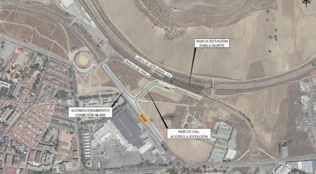 Mapa de accesos a la estación de Parla Norte