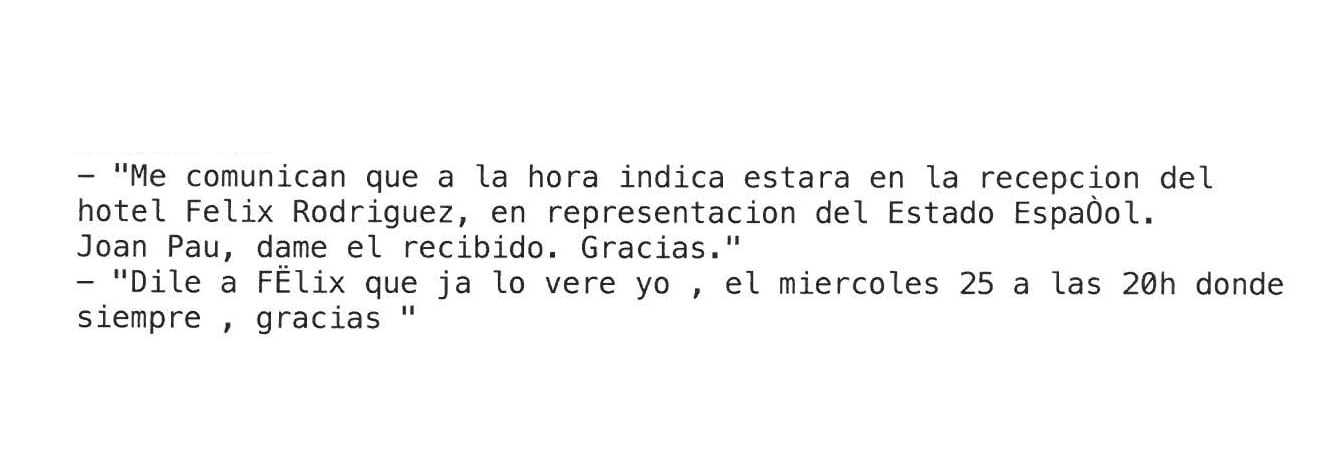 Sms que según el sumario, envía Celestino Barroso a Joan Pau Miquel.