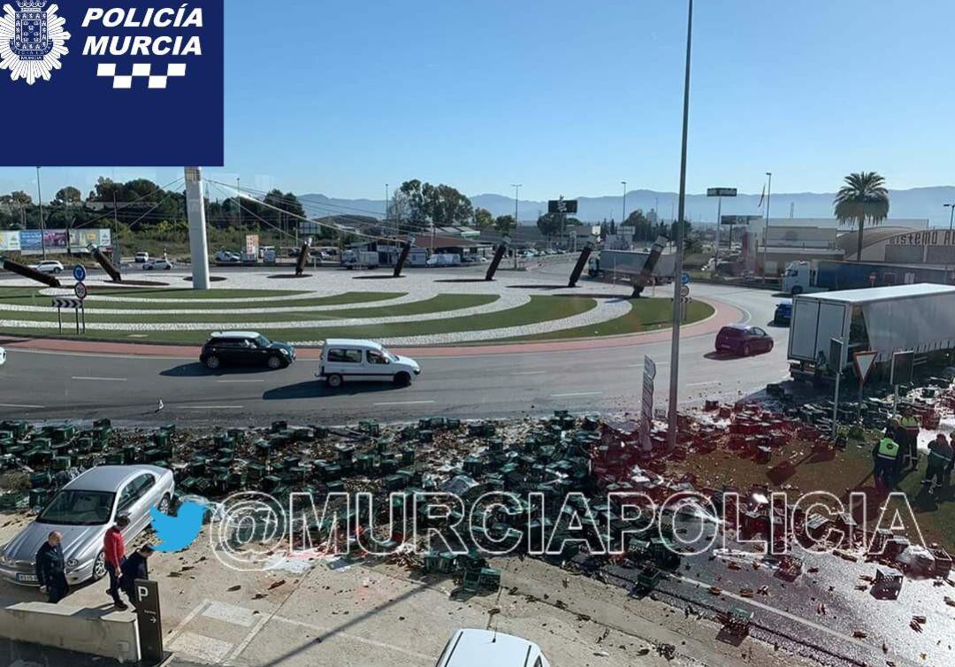 Imagen de la rontonda de Los Puros (Murcia) donde ha ocurrido el accidente