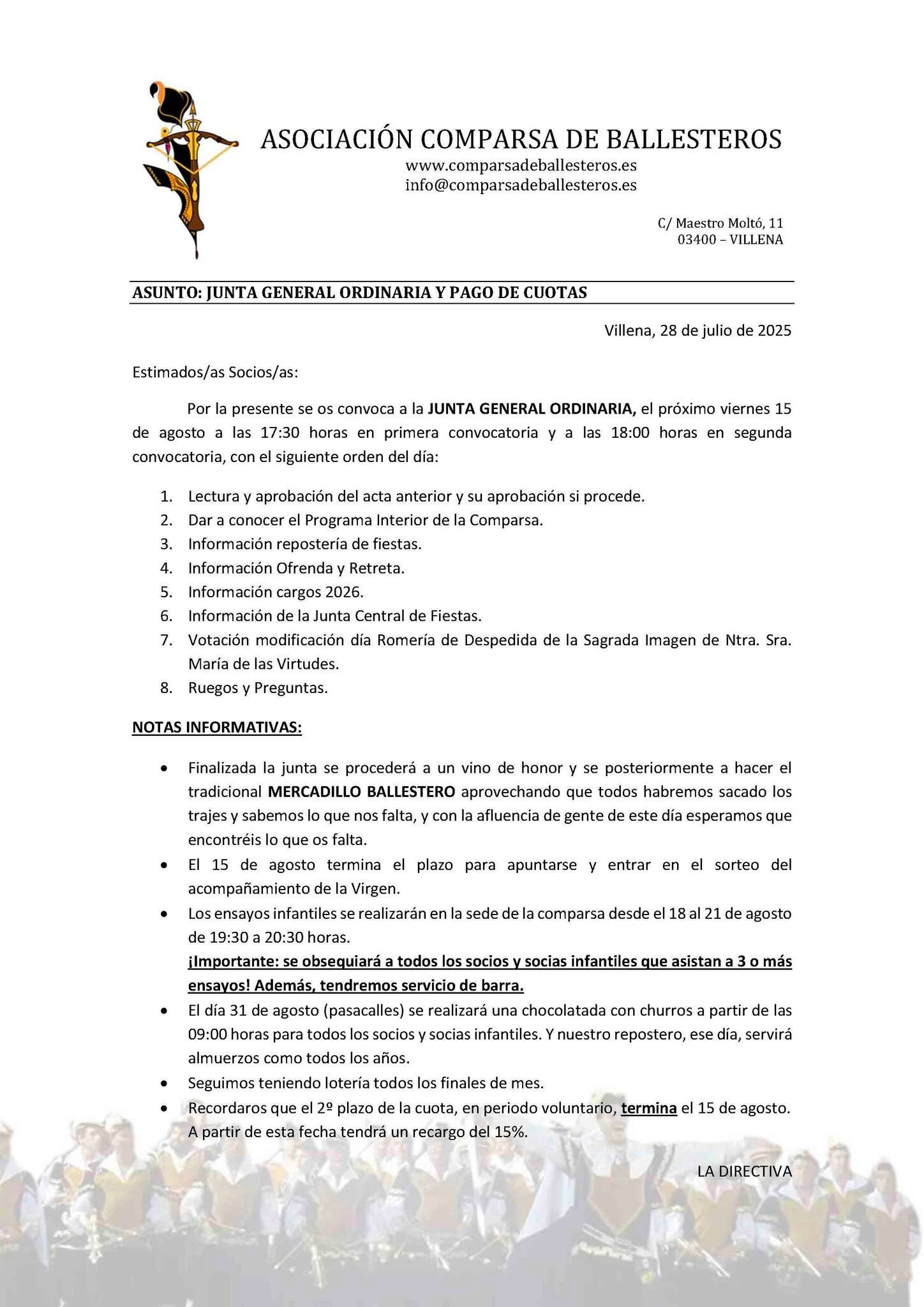 Convocatorias festeras del día 15