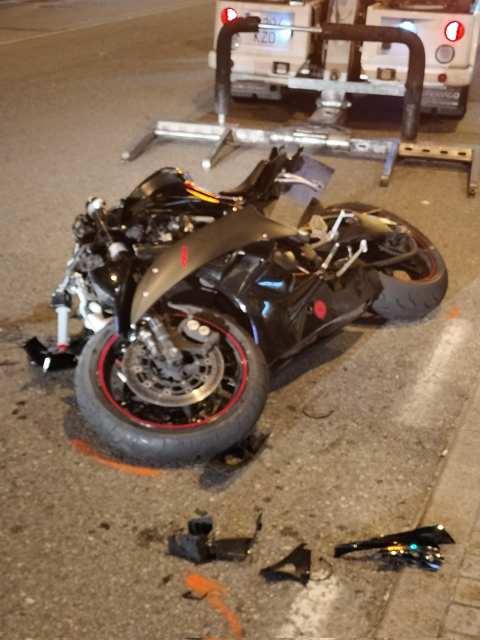 Estado de la moto accidentada