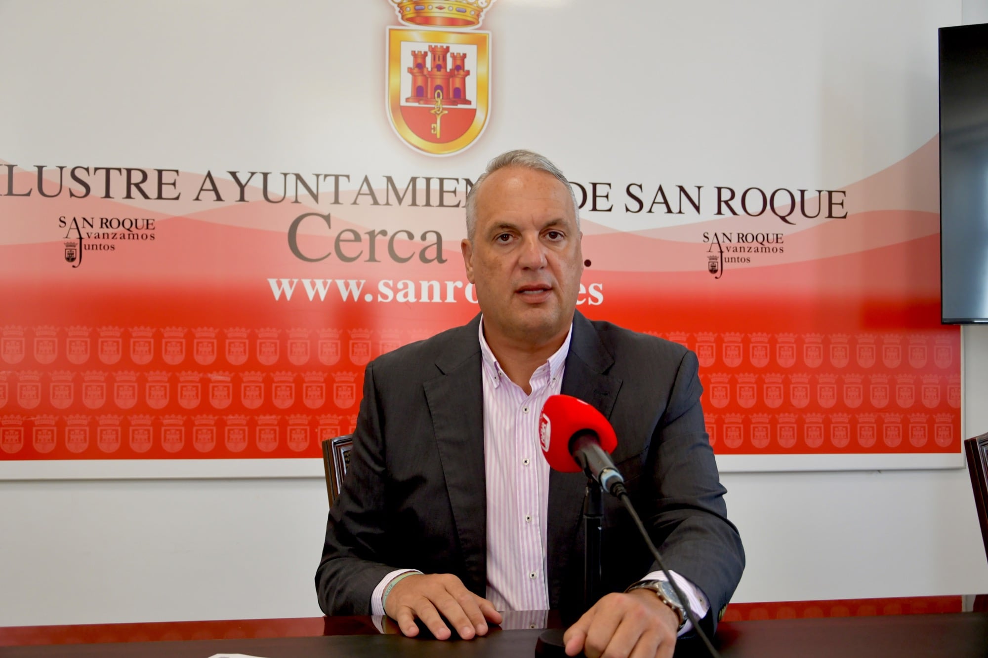 El alcalde de San Roque, en una rueda de prensa reciente.