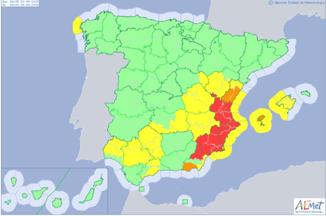 Mapa de previsión meteorológica de la AEMET