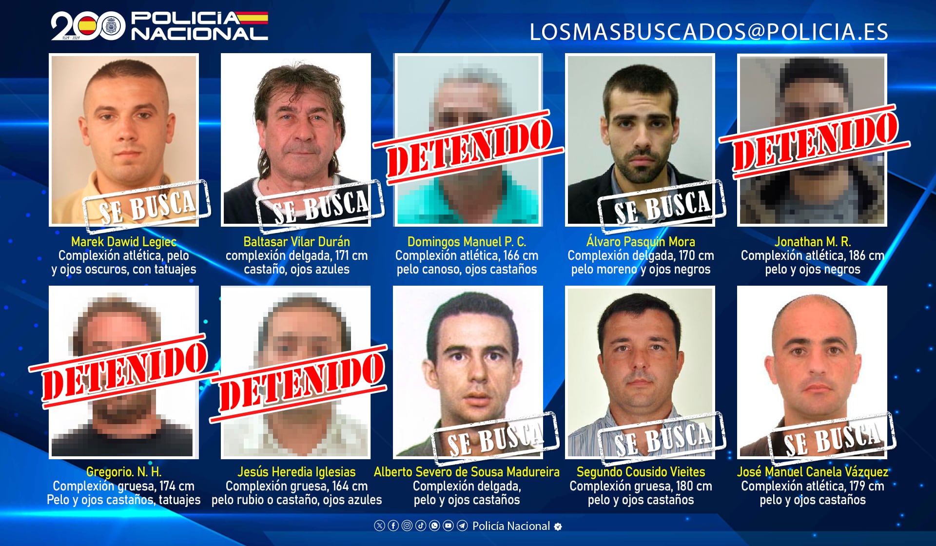 La Policía Nacional ha detenido a Jesús Heredia, otro de los fugitivos de la campaña “Los 10 más buscados”