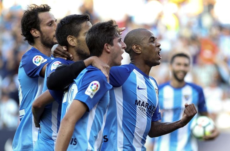 Rolán celebra su gol 