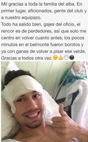 El jugador tranquilizó a todos desde el Hospital