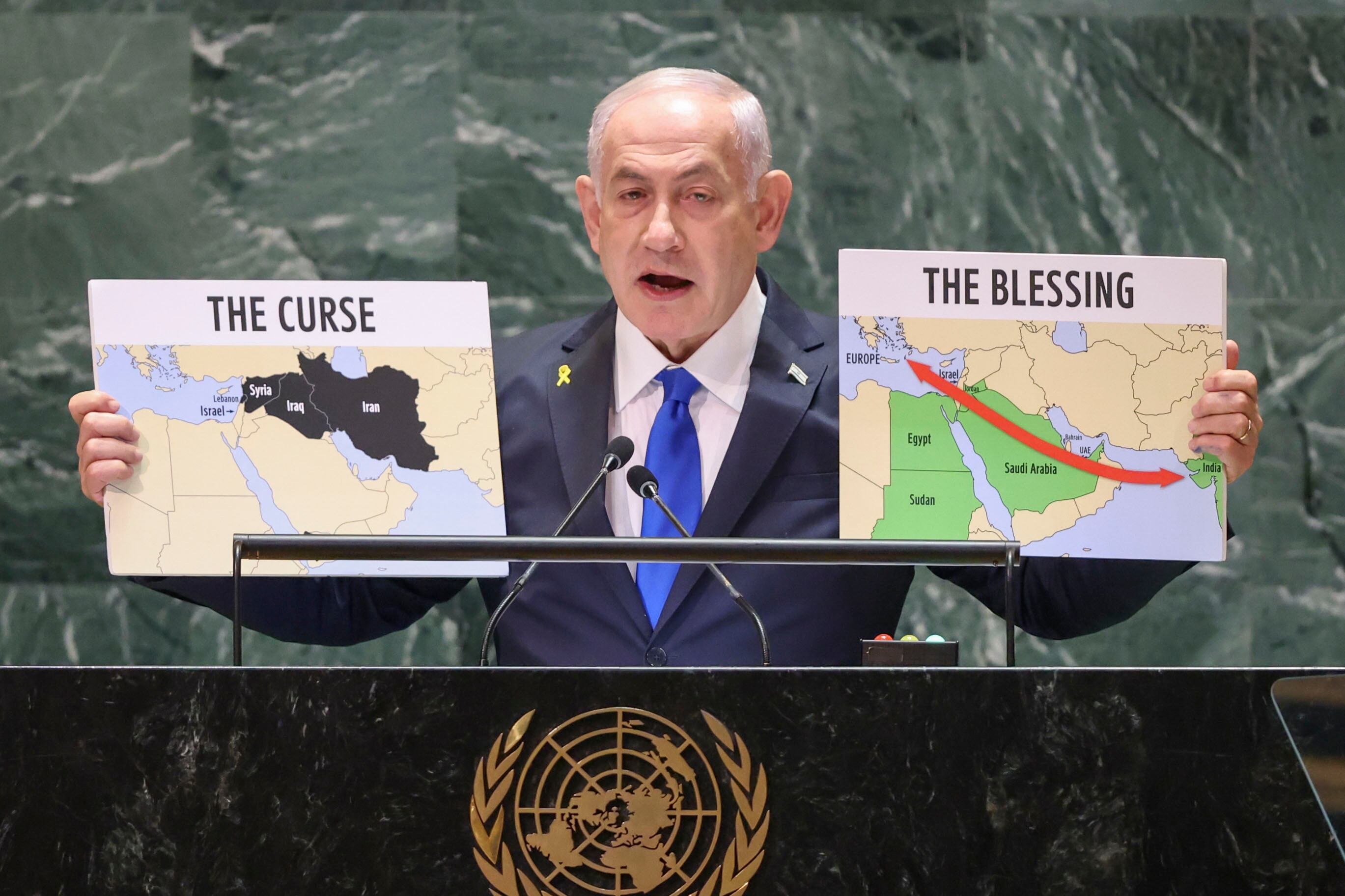 El primer ministro de Israel, Benjamin Netanyahu, en una imagen de su discurso en la ONU