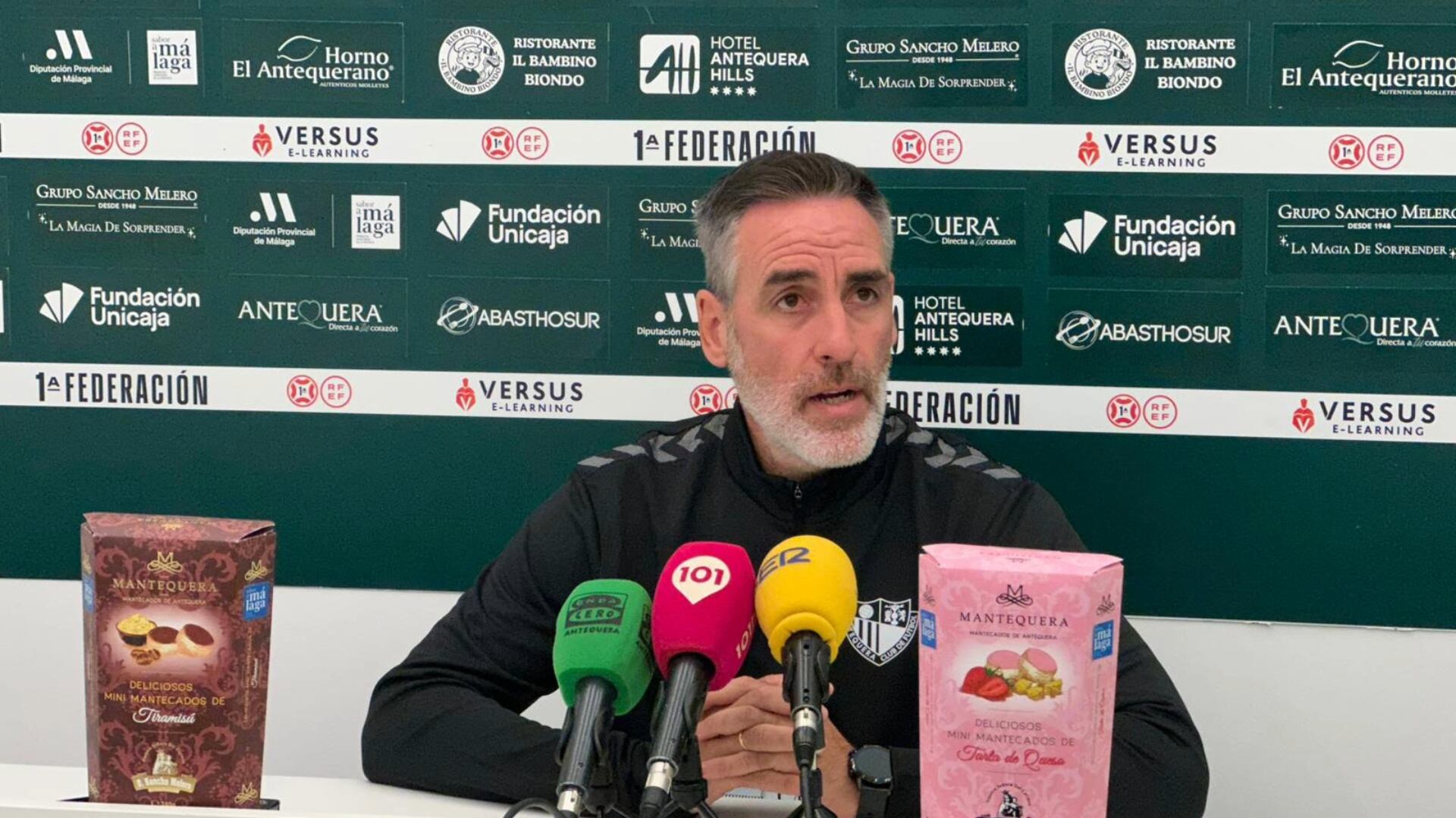 Abel Gómez, en la rueda de prensa previa al Algeciras CF - Antequera CF